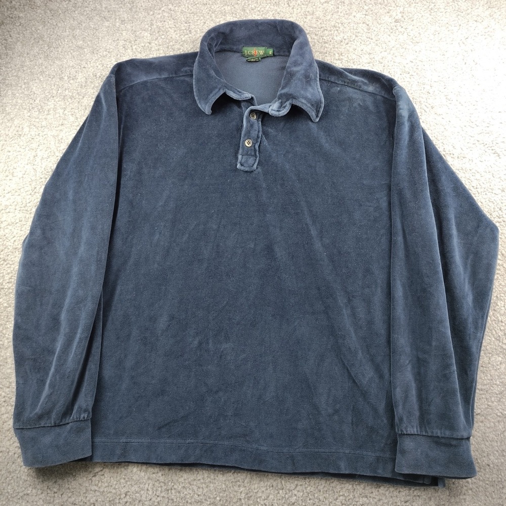 VTG J.Crew Oarsman Velour Shirt Long Sleeve Size XL Mens Preppy 90s Made in USA